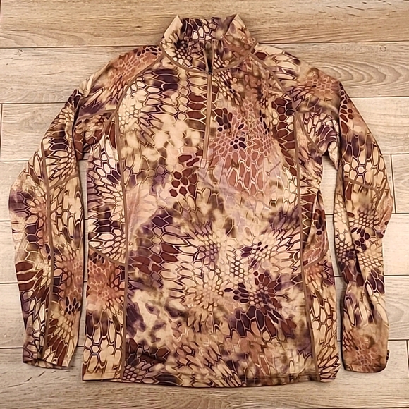 KRYPTEK Brown Green Beige Scale Camo Sz S Pullover Half Zip Long Sleeve Sweater - Picture 1 of 6